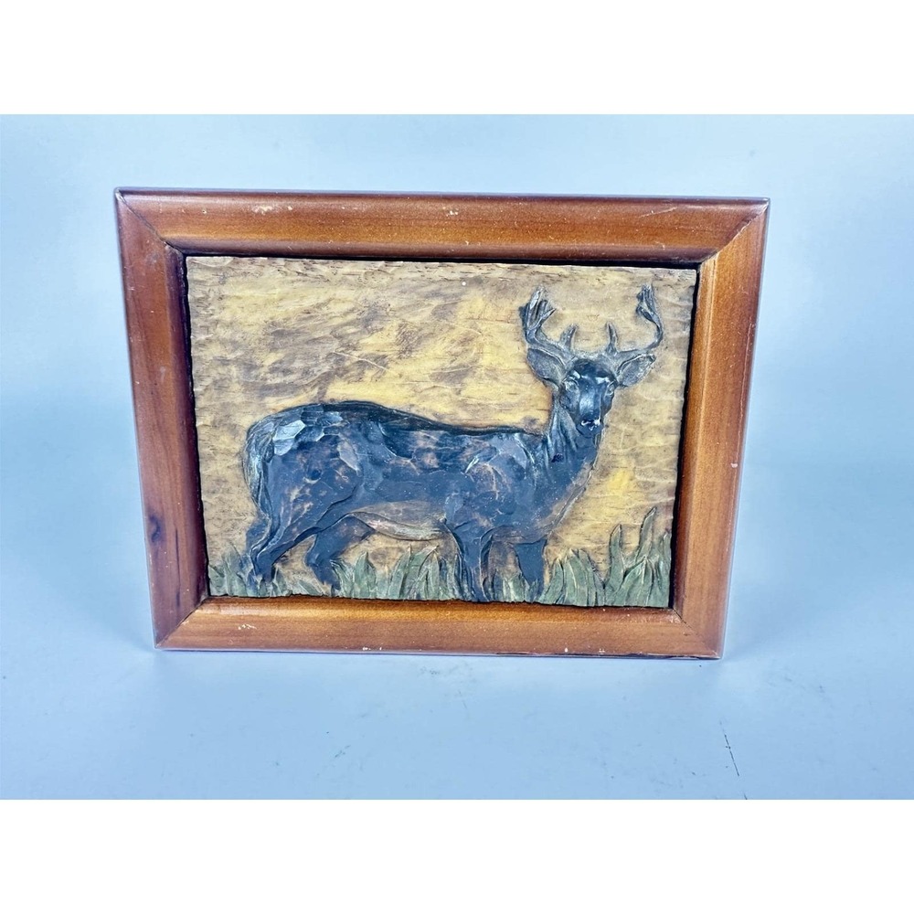 Evergreen 2001 Wooden Keepsake Box Deer Buck Relief Rustic Lodge Cabin Decor